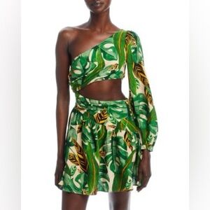 FARM Rio Green One Shoulder Dress